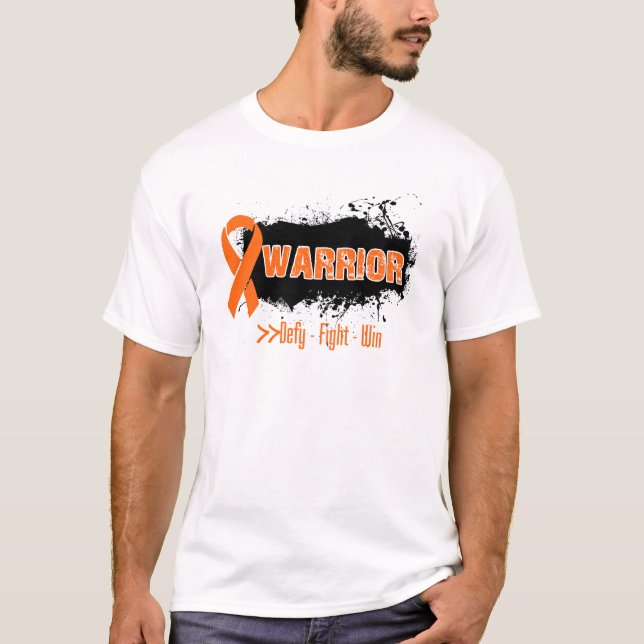 T-shirt Grunge - GUERRIER - Cancer de rein (d'orange) (Devant)