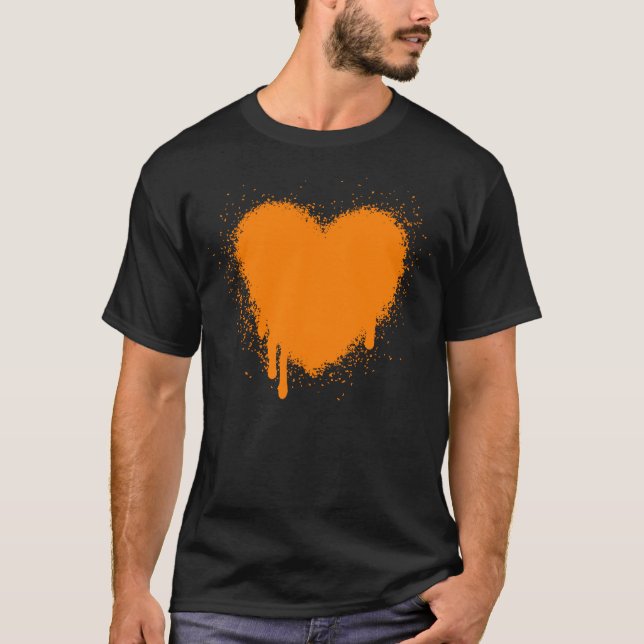 T-shirt Grunge Heart - Orange (Devant)