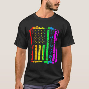 T-shirt Grunge LGBT All Hail Gay pride Drapeau Satanic