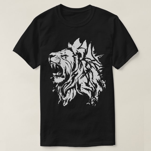 T-shirt Grunge Lion Head White (Design devant)