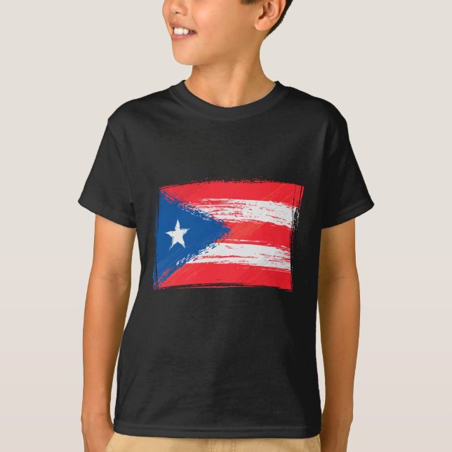T-shirt Grunge Puerto Rican flag (Devant)