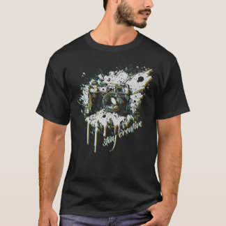 T-shirt Grunge Restez créatif Photographie Appareil Photo 