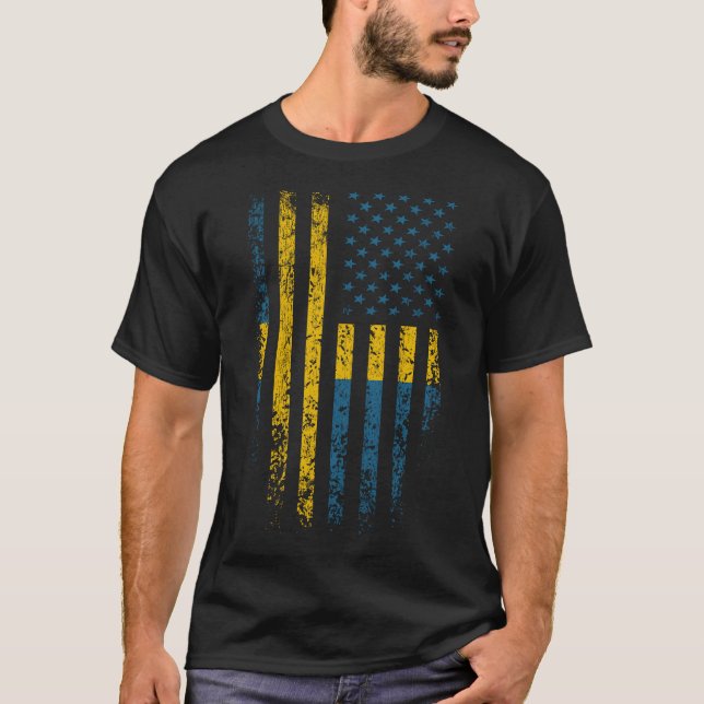 T-shirt Grunge suédoise de drapeau américain (Devant)