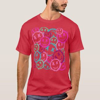 T-shirt Grunge Vintage Graffiti Street Art Sourires rose
