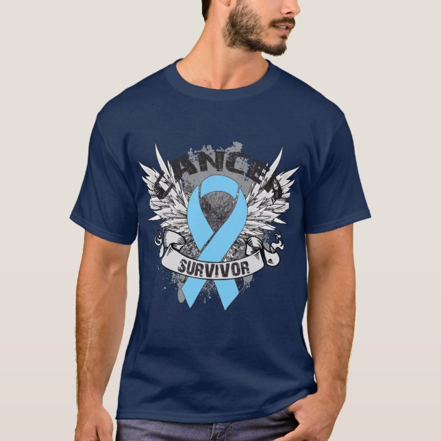 T-shirt Grunge Winged Ribbon Cancer de la prostate Surviva (Devant)