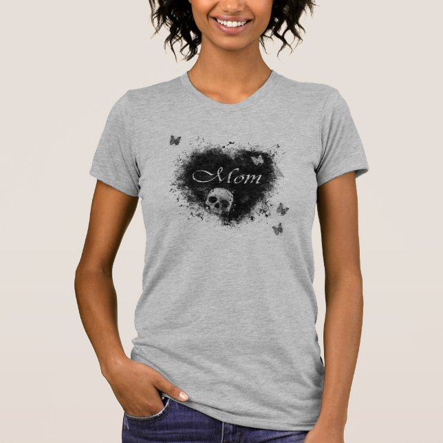 T-shirt Grungy Goth Heart Maman (Devant)