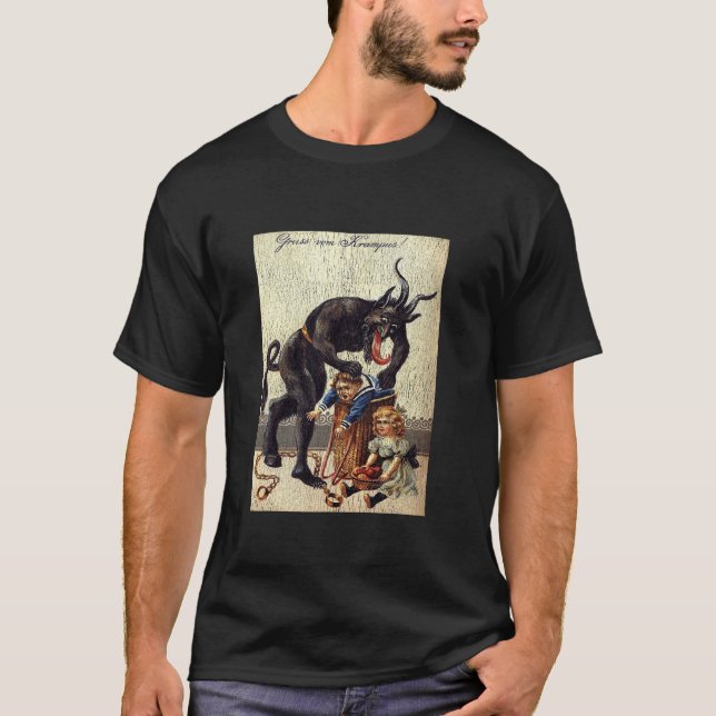 T-shirt Gruss Vom Krampus Horreur Noël Art Déplaisant Mal (Devant)