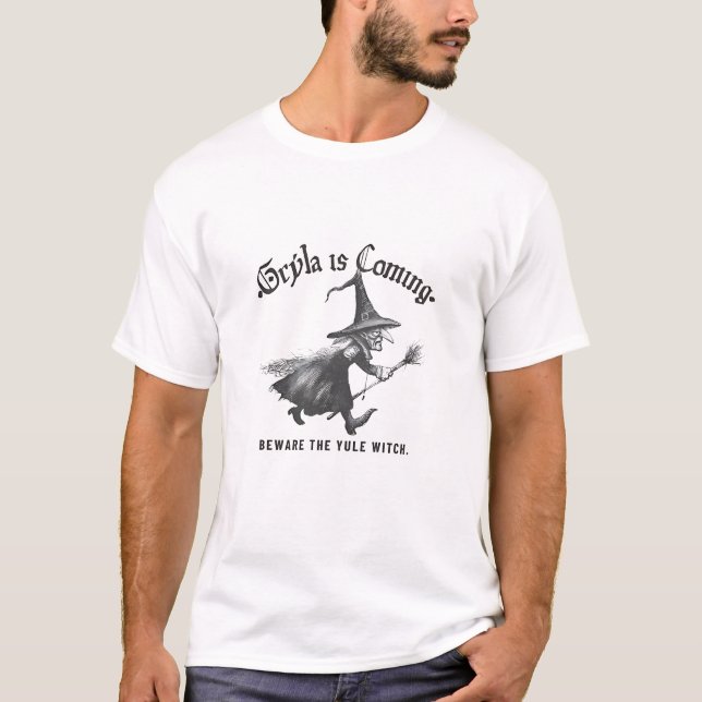 T-shirt Grýla arrive, méfiez-vous de la sorcière de Yule (Devant)