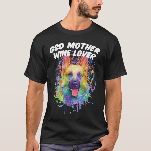T-shirt GSD Mother Wine  German Shepherd Animal  Shepard (Devant)