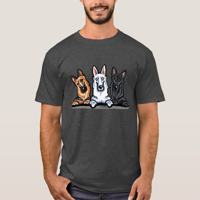 T-shirt GSD noir blanc et tan (Devant)