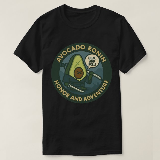 T-shirt Guac And Roll Samurai Avocado Graphic (Design devant)