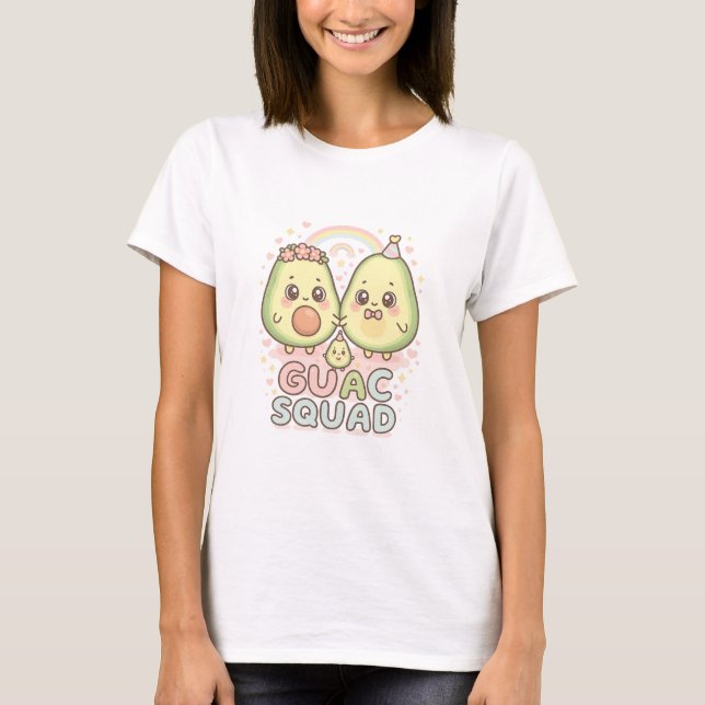 T-shirt Guac Squad – Kawaii Avocado Trio with Rainbow & Sp (Devant)