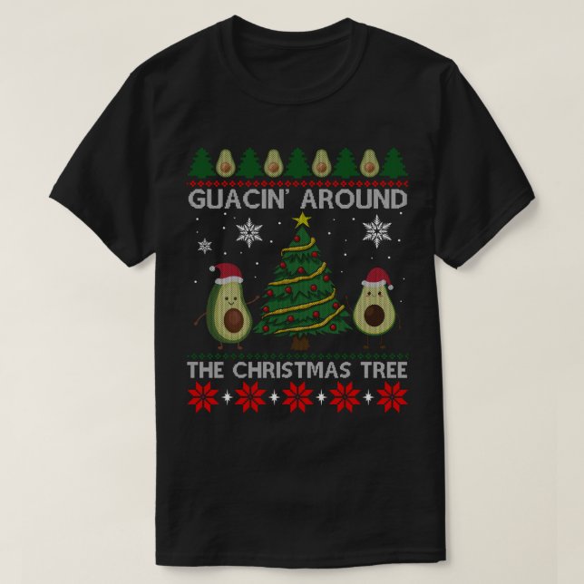 T-shirt Guacin Autour De L'Arbre De Noël Avocado Père Noël (Design devant)