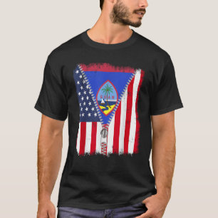 T-shirt Guam Chamorro American Flag zip