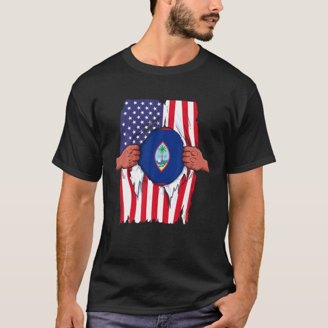 T-shirt Guam Drapeau Sang intérieur de moi Accueil Fierté  (Devant)