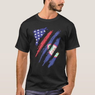 T-shirt Guamanien Américain Patriot Grosse Bande Drapeau C