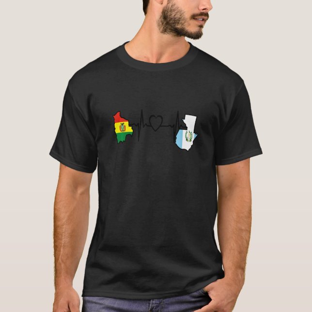 T-shirt Guatemala Bolivia Flag Guatemalan Bolivia Heartbea (Devant)
