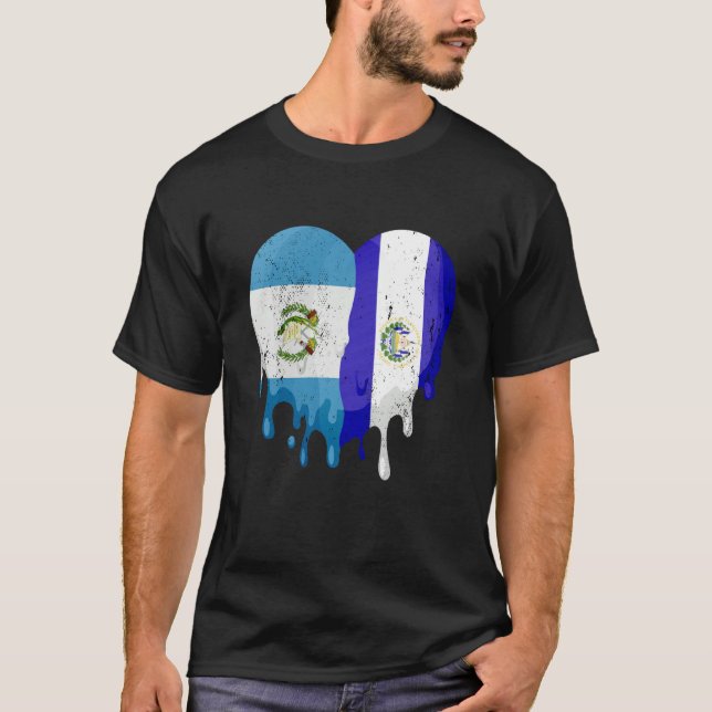 T-shirt Guatemala El Salvador Flag Heart Grown Patriot Cou (Devant)