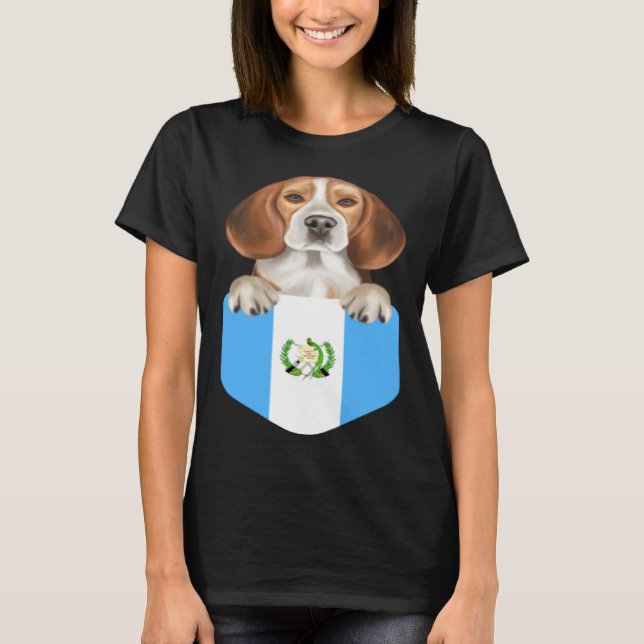 T-shirt Guatemala Flag Beagle Dog In Pocket (Devant)