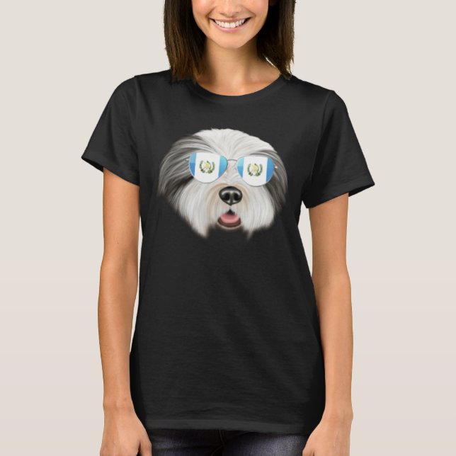 T-shirt Guatemala Flag Bearded Collie Dog Guatemala Pocket (Devant)