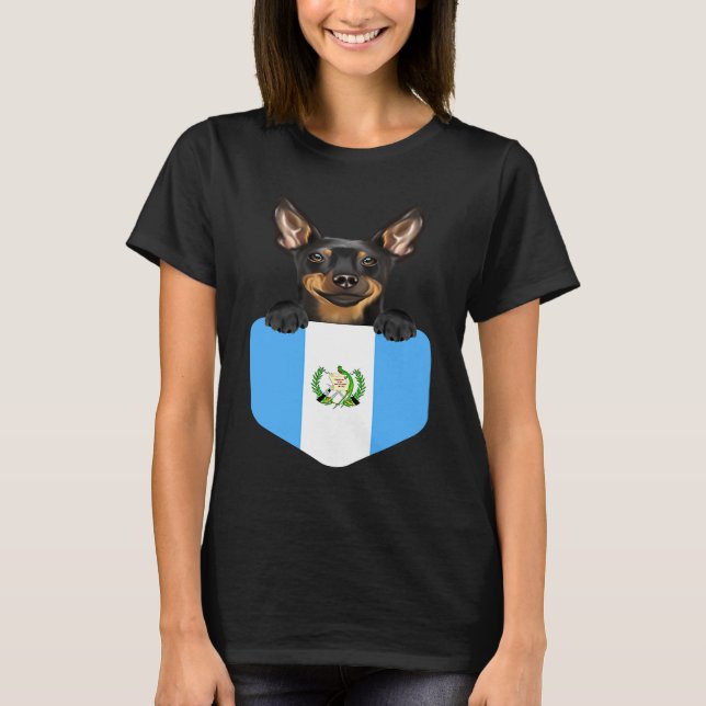 T-shirt Guatemala Flag Miniature Pinscher Dog In Pocket (Devant)