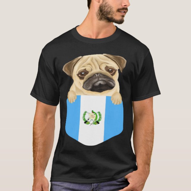T-shirt Guatemala Flag Pug Dog In Pocket (Devant)