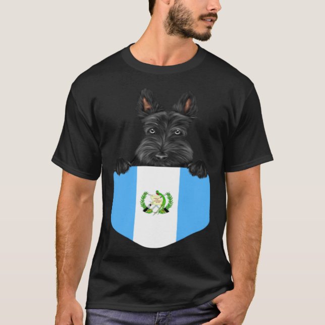 T-shirt Guatemala Flag Scottish Terrier Dog In Pocket (Devant)