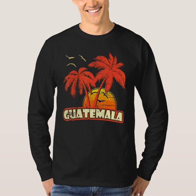 T-shirt Guatemala Summer Palm Trees 80s Beach Sunset (Devant)