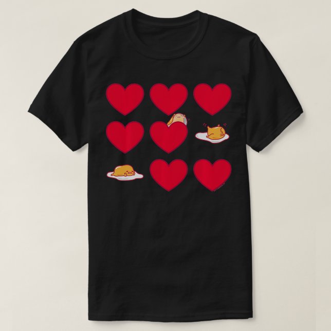 T-shirt Gudetama Coeurs Oeufs Valentines (Design devant)