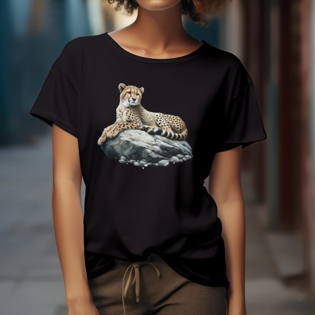 T-shirt Guépard à l'aquarelle artistique (Créateur téléchargé)