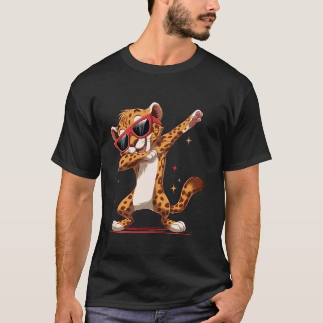 T-shirt Guépard de jungle drôle qui fait le dab Danse de c (Devant)