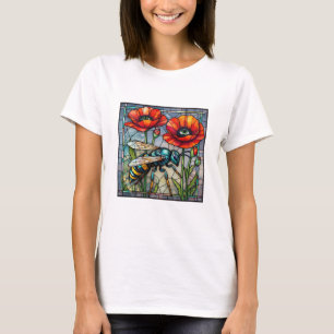 T-shirt Guêpe frelon abeille vitrail poppy fleur insecte 