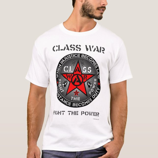 T-shirt GUERRE de CLASSE - combattez la puissance (Devant)