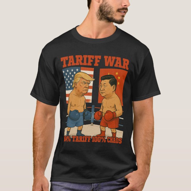 T-shirt Guerre Tarifaire Drôle Trump Vs Xi Jinping Boxing  (Devant)