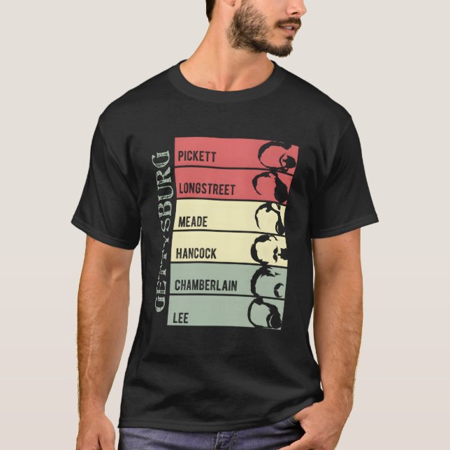 T-shirt Guerres Civiles Portes Gettysburg Beard Old School (Devant)