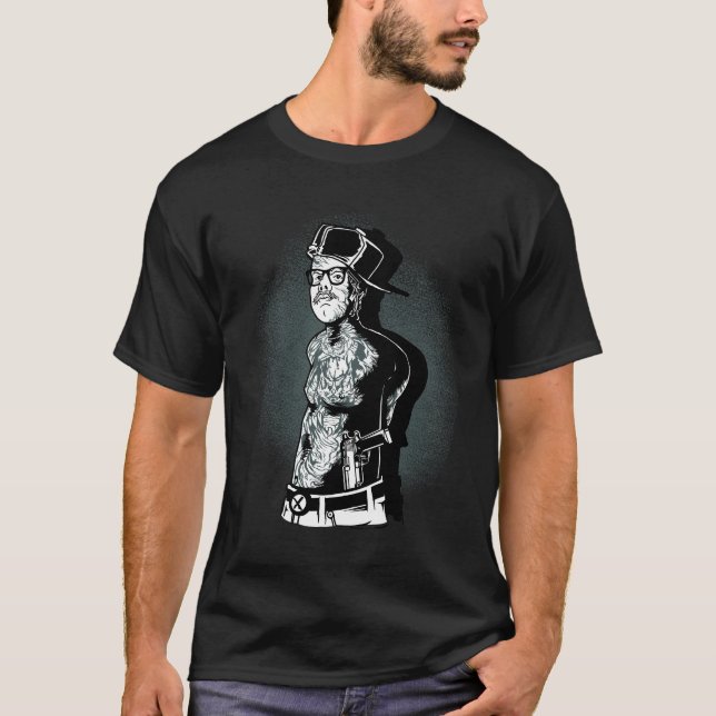 T-shirt Guerrier Armuré Noir et Blanc (Devant)