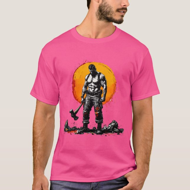 T-shirt guerrier barbare médiéval imaginaire hummer force (Devant)