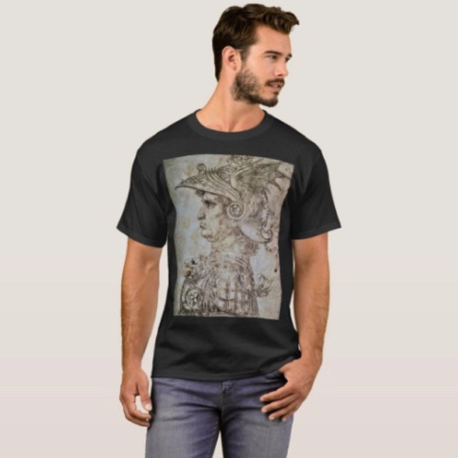 T-shirt Guerrier casqué de Léonard  (Da Vinci’s Ancient Warrior Sketch Graphic T-Shirt  100%  cotton unisex standard fit. 

 
)