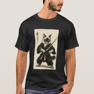 T-shirt Guerrier Chat Birman Samouraï - Graphique Vintage