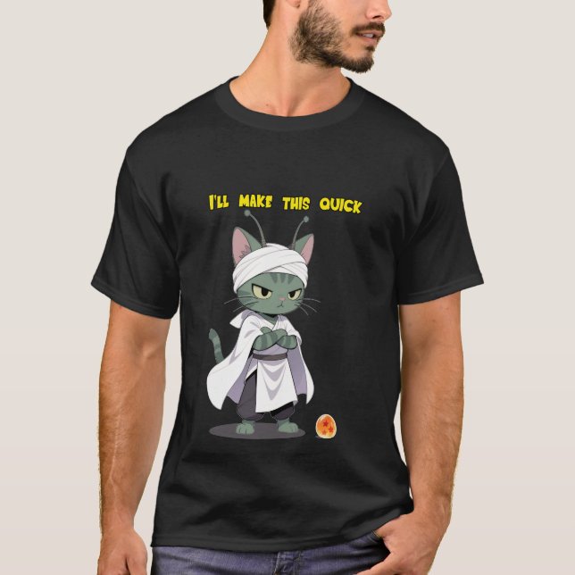 T-shirt Guerrier Chat Munchkin Vert Sage (Devant)