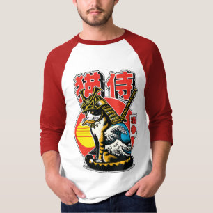 T-shirt Guerrier Chat Samouraï – Tatouage Bold Vague Japon