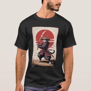 T-shirt Guerrier Chat Samouraï Vintage Japonais