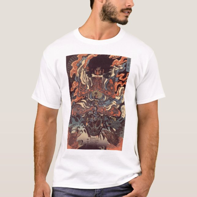 T-shirt Guerrier contre le serpent de démon (Devant)