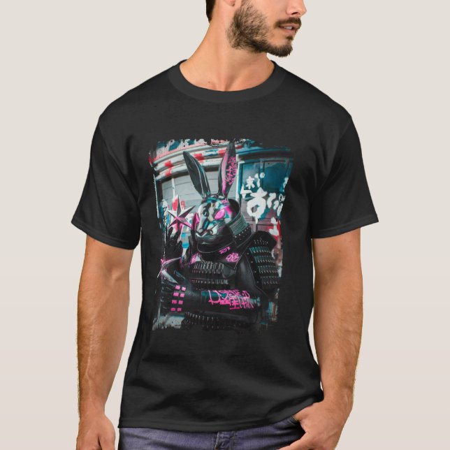 T-shirt Guerrier Cyberpunk Samouraï Lapin (Devant)
