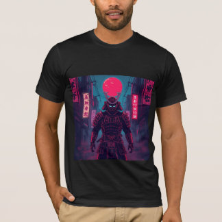 T-shirt Guerrier Cyberpunk sous la Lune Rouge