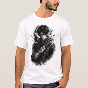 T-shirt Guerrier d'anime sombre Ninja bandagé Art Grunge