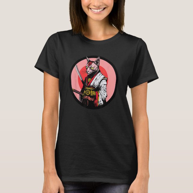 T-shirt Guerrier de compagnie drôle de chat Sphynx Samoura (Devant)