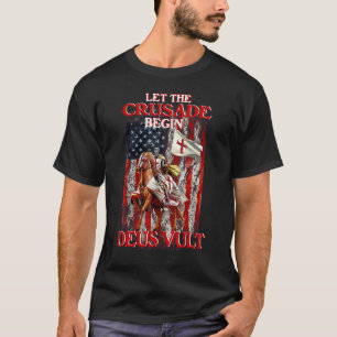 T-shirt Guerrier De Dieu Amérique Drapeau Croiseur Knight