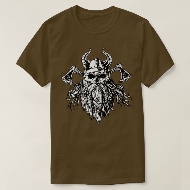 T-shirt Guerrier de hache crâne viking (Design devant)
