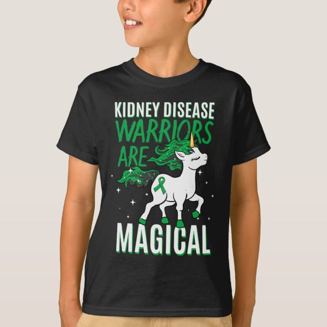T-shirt Guerrier de la maladie Magique Unicorne vert orgue (Devant)